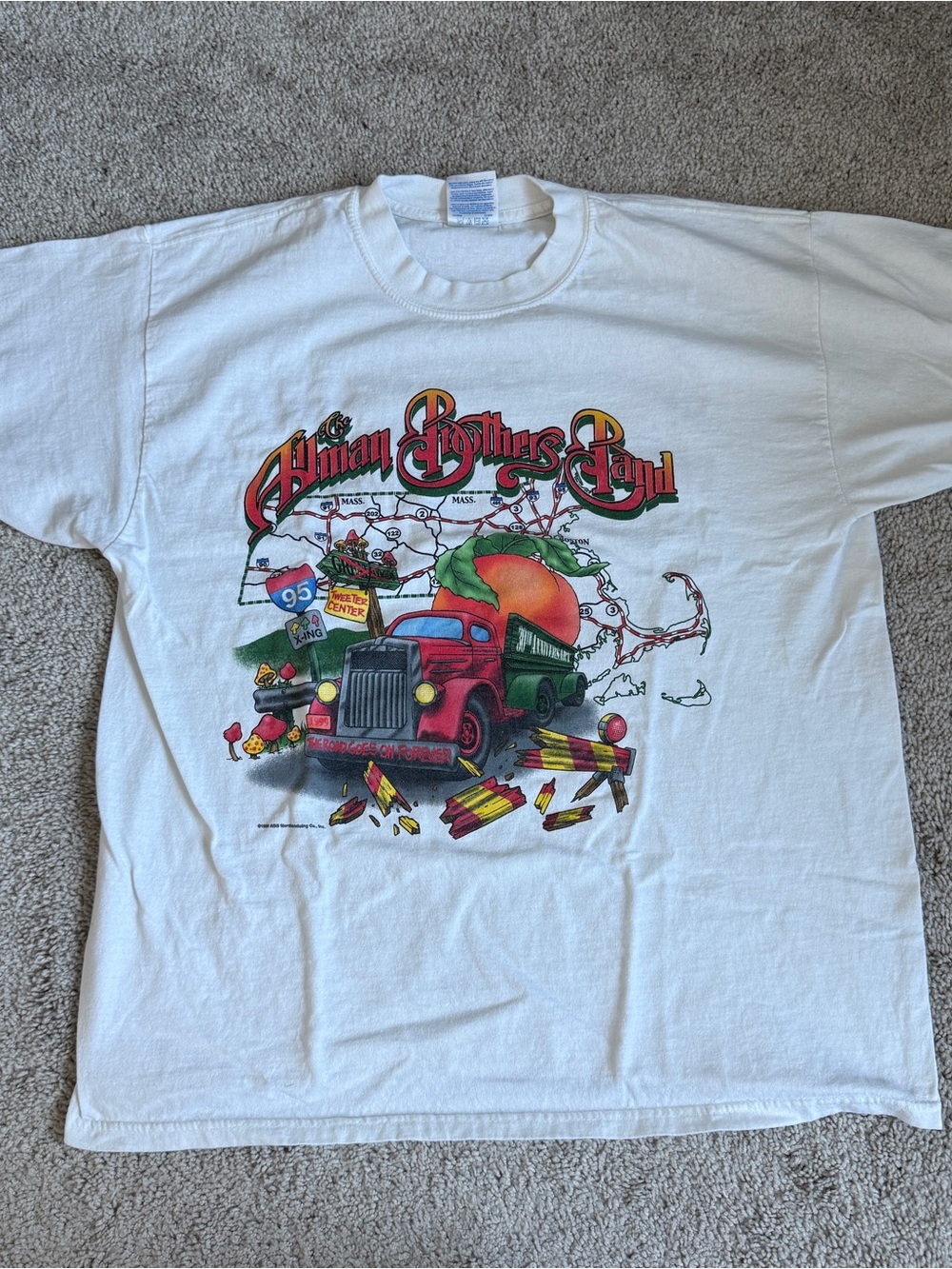 Vintage 1999 Allman Brothers Band Tour T-Shirt XL White Double Sided Concert Tee